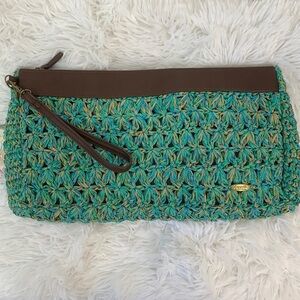 Cappelli Straworld Teal Woven Clutch- NWT